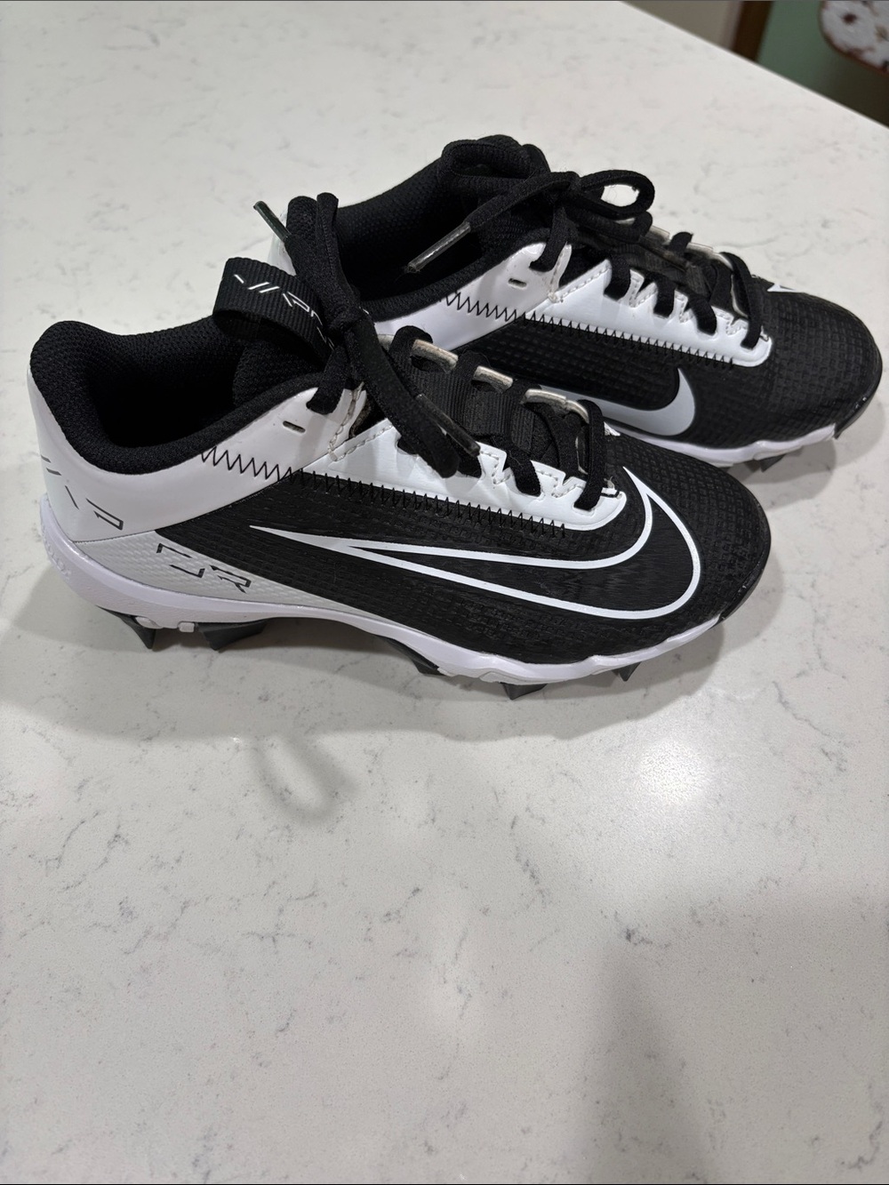 Nike Vapor Black and White Youth Football Cleats